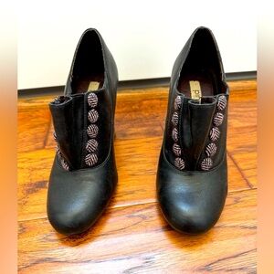 Pink Studio Black Leather Bootie